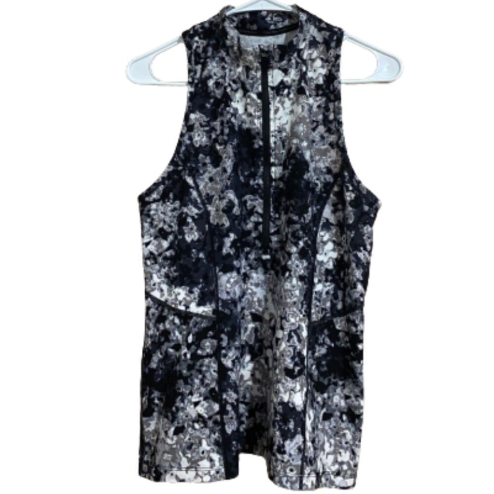 CALVIN KLEIN WOMEN’s MULTI QUICK DRY PERFORMANCE ZIP UP RACERBACK TANK Size-L